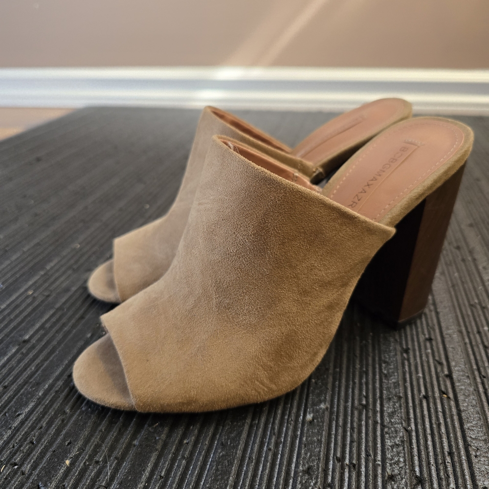 Tan Suede BCBGMAXAZRIA Mules